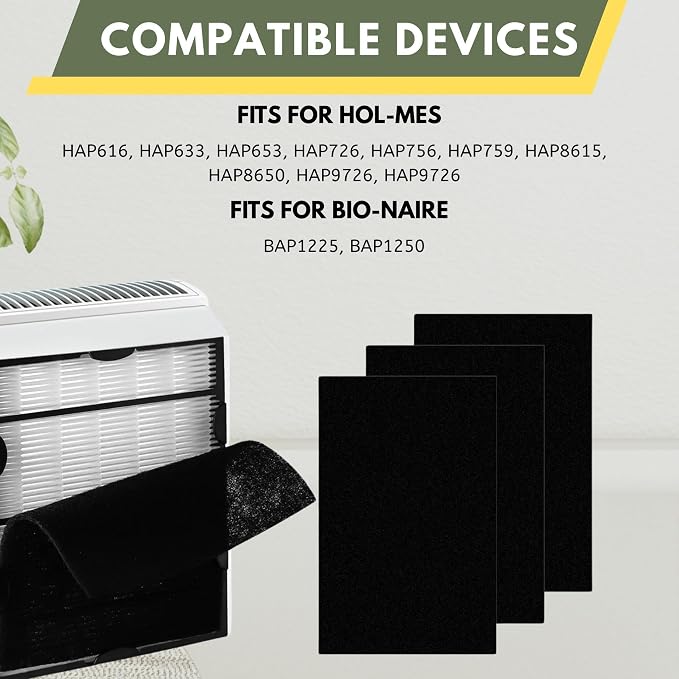 True HEPA Filter (4) + Carbon Pre Filter Replacement (8) Compatible with Air Purifier HAPF600 HAPF600D HAPF600D-U2