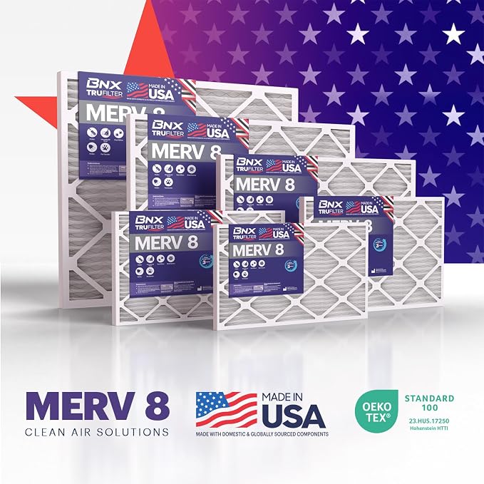 TruFilter 10x30x1 Air Filter MERV 8 (4-Pack) - MADE IN USA – Dust & Pet Defense Electrostatic Pleated Air Conditioner HVAC AC