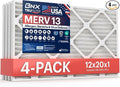 TruFilter 12x20x1 Air Filter MERV 13 4-Pack) - MADE IN USA - Electrostatic Pleated Air Conditioner HVAC AC Furnace Filters