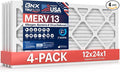 TruFilter 12x24x1 Air Filter MERV 13 (4-Pack) - MADE IN USA - Electrostatic Pleated Air Conditioner HVAC AC Furnace Filters