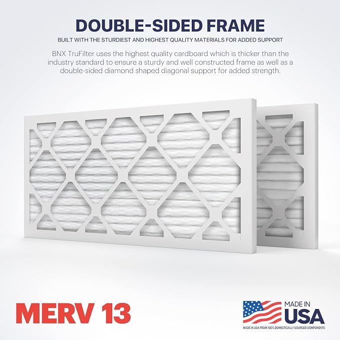 TruFilter 12x24x1 Air Filter MERV 13 (4-Pack) - MADE IN USA - Electrostatic Pleated Air Conditioner HVAC AC Furnace Filters