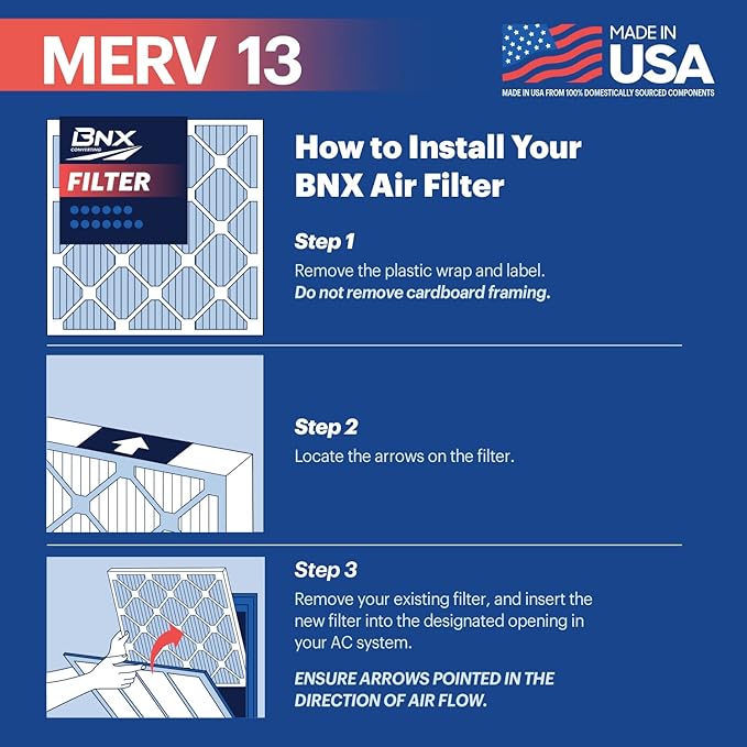 TruFilter 12x24x1 Air Filter MERV 13 (4-Pack) - MADE IN USA - Electrostatic Pleated Air Conditioner HVAC AC Furnace Filters