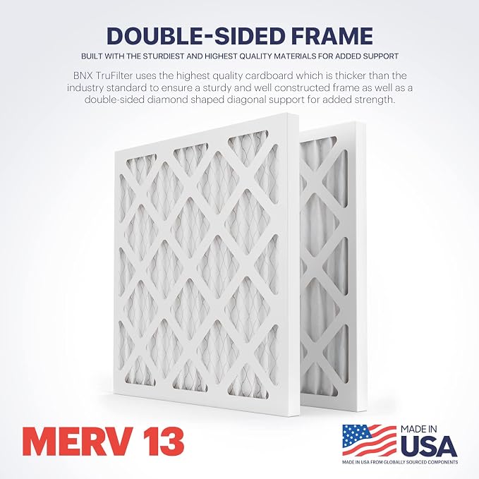 TruFilter 14x14x1 Air Filter MERV 13 (6-Pack) - MADE IN USA - Electrostatic Pleated Air Conditioner HVAC AC Furnace Filters