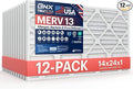 TruFilter 14x24x1 Air Filter MERV 13 (12-Pack) - MADE IN USA - Electrostatic Pleated Air Conditioner HVAC AC Furnace Filters