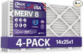 TruFilter 14x25x1 Air Filter MERV 8 (4 Pack) - MADE IN USA – Dust & Pet Defense Electrostatic Pleated Air Conditioner HVAC AC