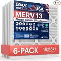 TruFilter 16x16x1 Air Filter MERV 13 (6-Pack) - MADE IN USA - Electrostatic Pleated Air Conditioner HVAC AC Furnace Filters