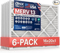 TruFilter 16x20x1 Air Filter MERV 13 (6-Pack) - MADE IN USA - Electrostatic Pleated Air Conditioner HVAC AC Furnace Filters
