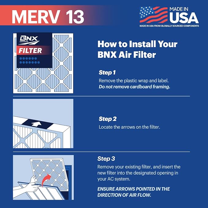 TruFilter 16x20x1 Air Filter MERV 13 (6-Pack) - MADE IN USA - Electrostatic Pleated Air Conditioner HVAC AC Furnace Filters