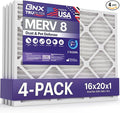 TruFilter 16x20x1 Air Filter MERV 8 (4 Pack) - MADE IN USA – Dust & Pet Defense Electrostatic Pleated Air Conditioner HVAC AC