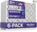 TruFilter 16x20x1 Air Filter MERV 8 (6-Pack) - MADE IN USA – Dust & Pet Defense Electrostatic Pleated Air Conditioner HVAC AC