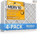 TruFilter 16x20x1 MERV 10 (4-Pack) AC Furnace Air Filter - MADE IN USA - Pleated Air Conditioner HVAC AC Furnace