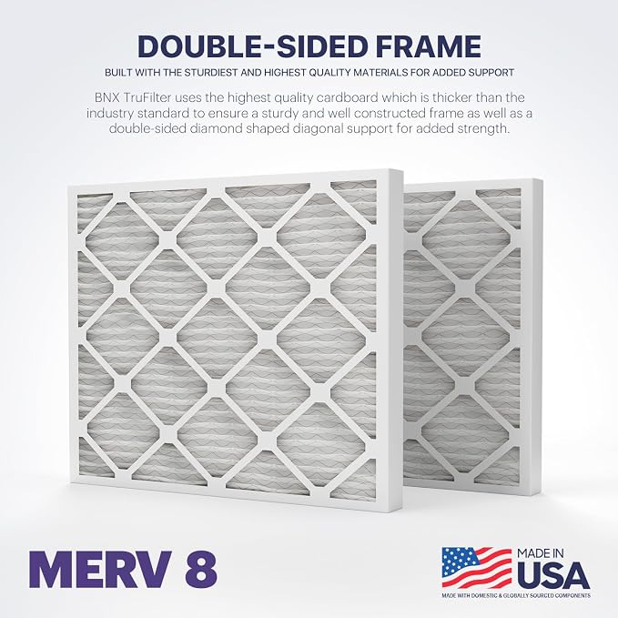 TruFilter 16x20x2 Air Filter MERV 8 (4-Pack) - MADE IN USA – Dust & Pet Defense Electrostatic Pleated Air Conditioner HVAC AC