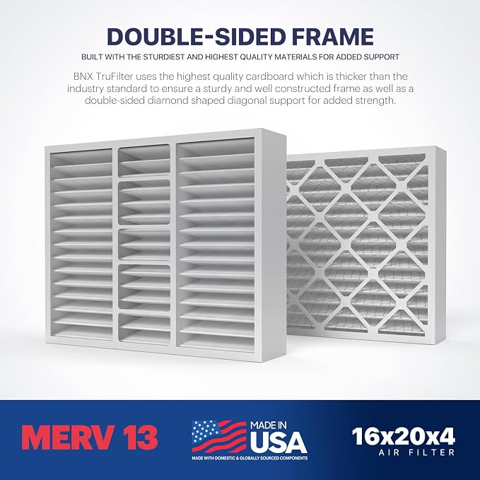 TruFilter 16x20x4 (15.5’’ x 19.5’’ x 3.63‘’ Fit) MERV 13 Air Filter (2-Pack) - MADE IN USA, alternate product view 4