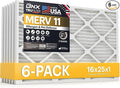 TruFilter 16x25x1 Air Filter MERV 11 (6-Pack) - MADE IN USA - Allergen Defense Electrostatic Pleated Air