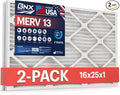 TruFilter 16x25x1 MERV 13 (2-Pack) AC Furnace Air Filter - MADE IN USA - Electrostatic Pleated Air Conditioner HVAC AC