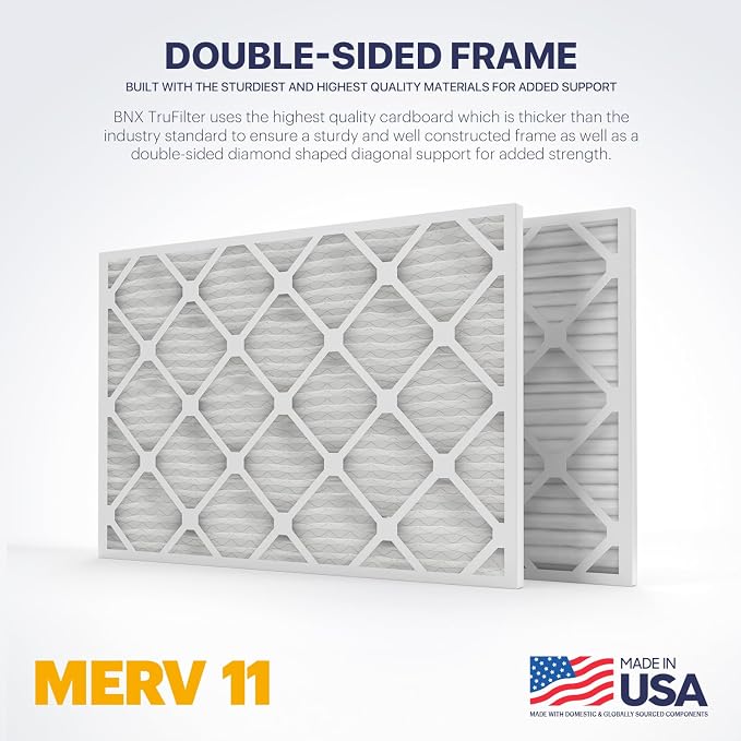 TruFilter 16x30x1 Air Filter MERV 11 (4-Pack) - MADE IN USA - Allergen Defense Electrostatic Pleated Air Conditioner HVAC AC