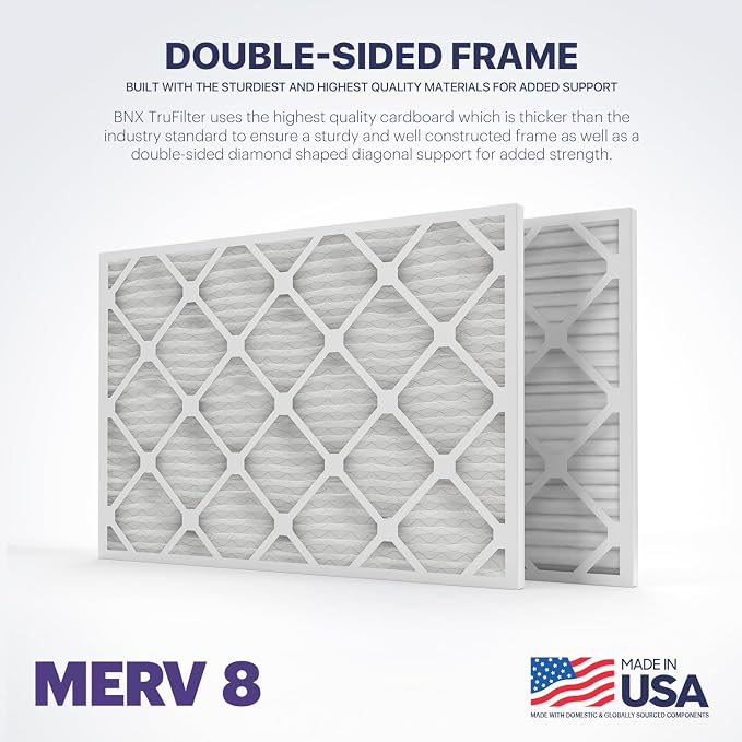 TruFilter 16x30x1 Air Filter MERV 8 (4-Pack) - MADE IN USA – Dust & Pet Defense Electrostatic Pleated Air Conditioner HVAC AC