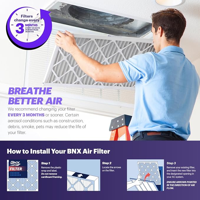 TruFilter 16x30x1 Air Filter MERV 8 (4-Pack) - MADE IN USA – Dust & Pet Defense Electrostatic Pleated Air Conditioner HVAC AC