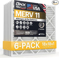 TruFilter 18x18x1 Air Filter MERV 11 (6-Pack) - MADE IN USA - Allergen Defense Electrostatic Pleated Air Conditioner HVAC AC