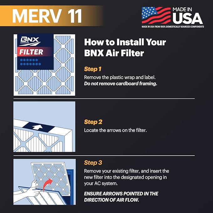 TruFilter 18x20x1 Air Filter MERV 11 (6-Pack) - MADE IN USA - Allergen Defense Electrostatic Pleated Air Conditioner HVAC AC