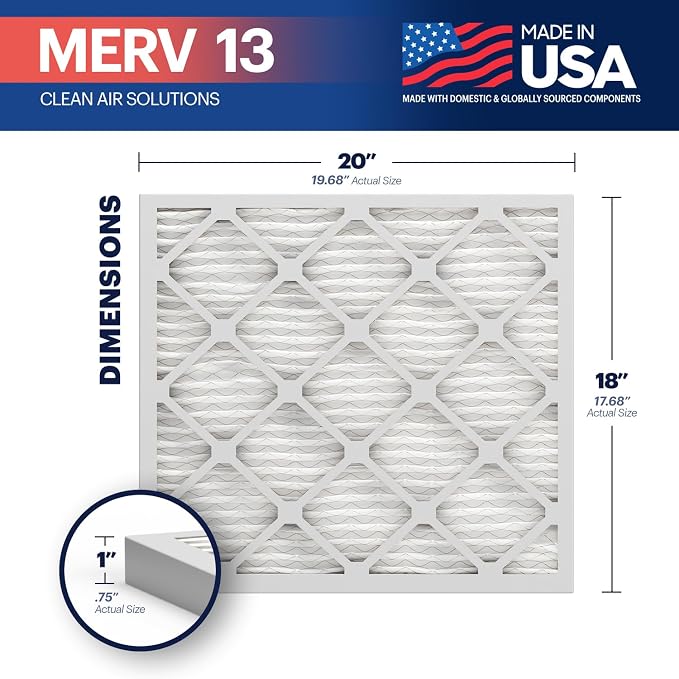 TruFilter 18x20x1 Air Filter MERV 13 (12-Pack) - MADE IN USA - Electrostatic Pleated Air Conditioner HVAC AC Furnace Filters