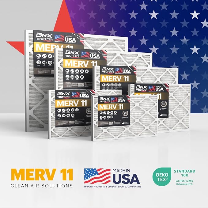 TruFilter 20x20x2 Air Filter MERV 11 (4-Pack) - MADE IN USA - Allergen Defense Electrostatic Pleated Air Conditioner HVAC AC
