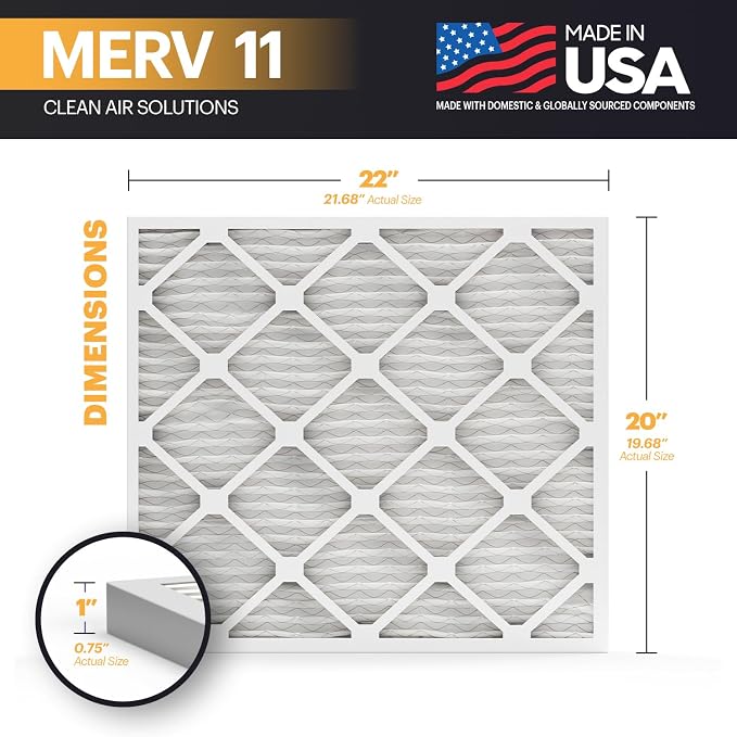 TruFilter 20x22x1 Air Filter MERV 11 (12-Pack)- MADE IN USA - Allergen Defense Electrostatic Pleated Air, alternate view 2