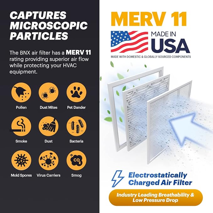 TruFilter 20x22x1 Air Filter MERV 11 (12-Pack)- MADE IN USA - Allergen Defense Electrostatic Pleated Air, alternate view 3