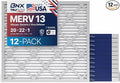 TruFilter 20x22x1 Air Filter MERV 13 (12-Pack) - MADE IN USA - Electrostatic Pleated Air Conditioner HVAC AC Furnace Filters