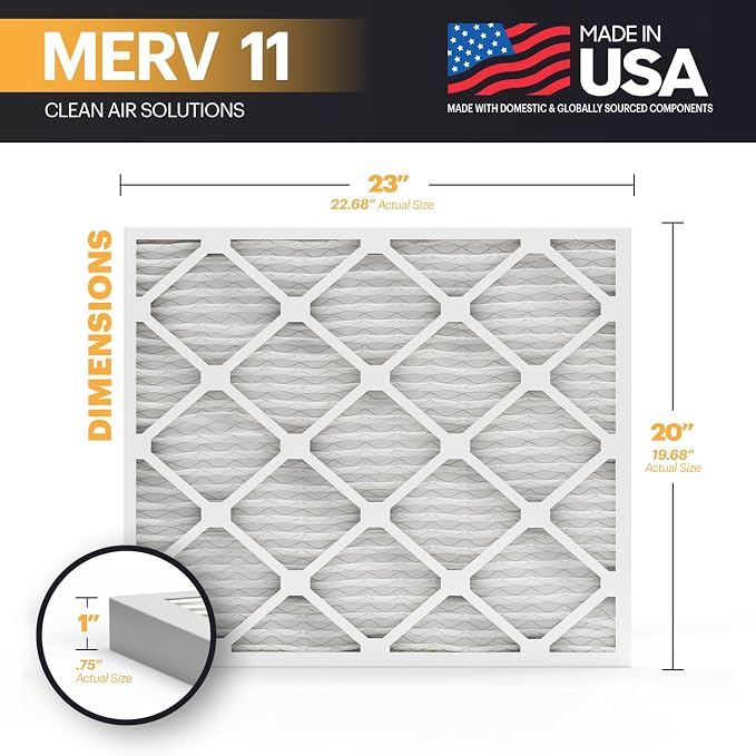 TruFilter 20x23x1 Air Filter MERV 11 (4-Pack) - MADE IN USA - Allergen Defense Electrostatic Pleated Air, alternate view 2