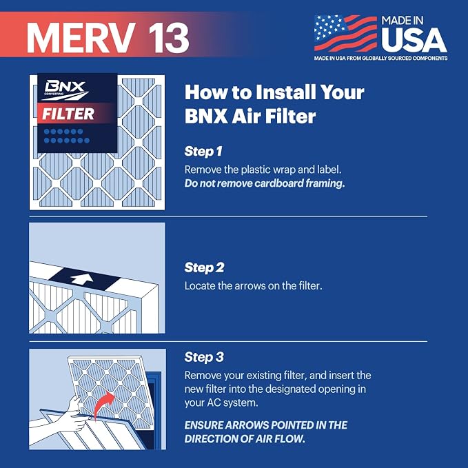 TruFilter 20x23x1 Air Filter MERV 13 (12-Pack) - MADE IN USA - Electrostatic Pleated Air Conditioner HVAC AC, alternate view