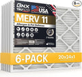 TruFilter 20x24x1 Air Filter MERV 11 (6-Pack) - MADE IN USA - Allergen Defense Electrostatic Pleated Air