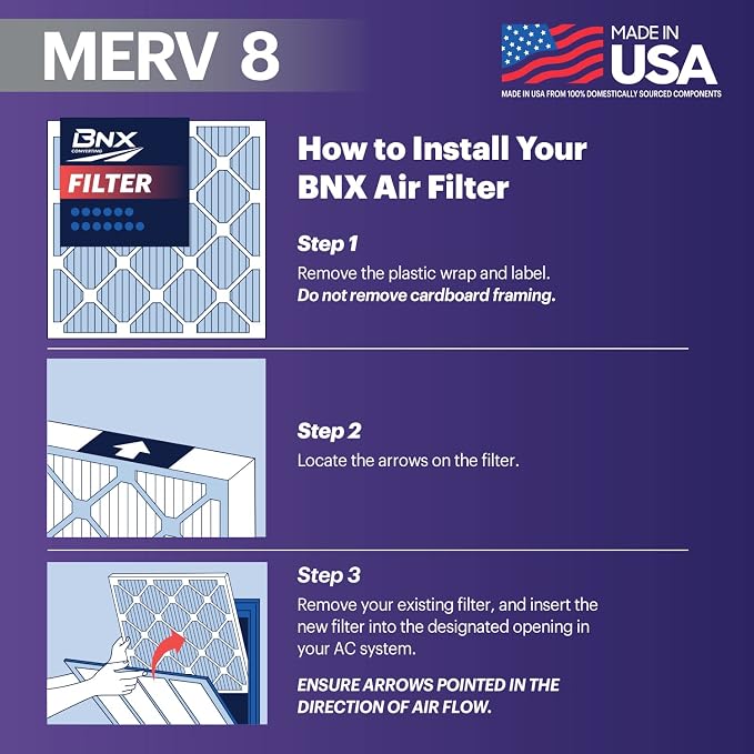TruFilter 20x24x1 Air Filter MERV 8 (12-Pack) - MADE IN USA – Dust & Pet Defense Electrostatic Pleated Air Conditioner HVAC