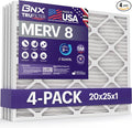 TruFilter 20x25x1 Air Filter MERV 8 (4 Pack) - MADE IN USA – Dust & Pet Defense Electrostatic Pleated Air Conditioner HVAC AC