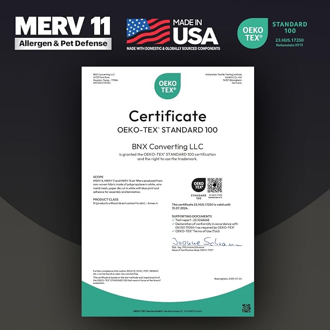 TruFilter 20x25x2 Air Filter MERV 11 (4-Pack) - MADE IN USA - Allergen Defense Electrostatic Pleated Air Conditioner HVAC AC