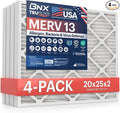 TruFilter 20x25x2 MERV 13 (4-Pack) AC Furnace Air Filter - MADE IN USA - Electrostatic Pleated Air Conditioner HVAC AC