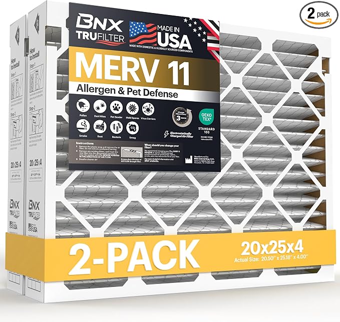 TruFilter 20x25x4 Air Filter MERV 11 (20.50’’ x 25.18’’ x 4.00‘’ (Compatible with 210) (2-Pack) MADE IN USA Furnace
