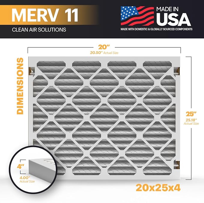 TruFilter 20x25x4 Air Filter MERV 11 (20.50’’ x 25.18’’ x 4.00‘’ (Compatible with 210) (2-Pack) MADE IN USA Furnace