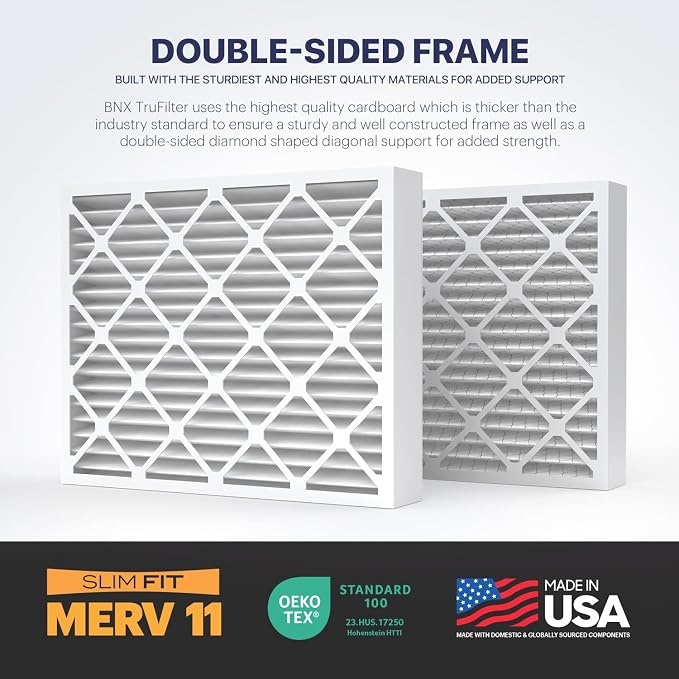 TruFilter 20x25x5 (19.88’’ x 24.75’’ x 4.38‘ Compatible 4”) MERV 11 Air Filter (2-Pack) - MADE IN USA - HVAC AC