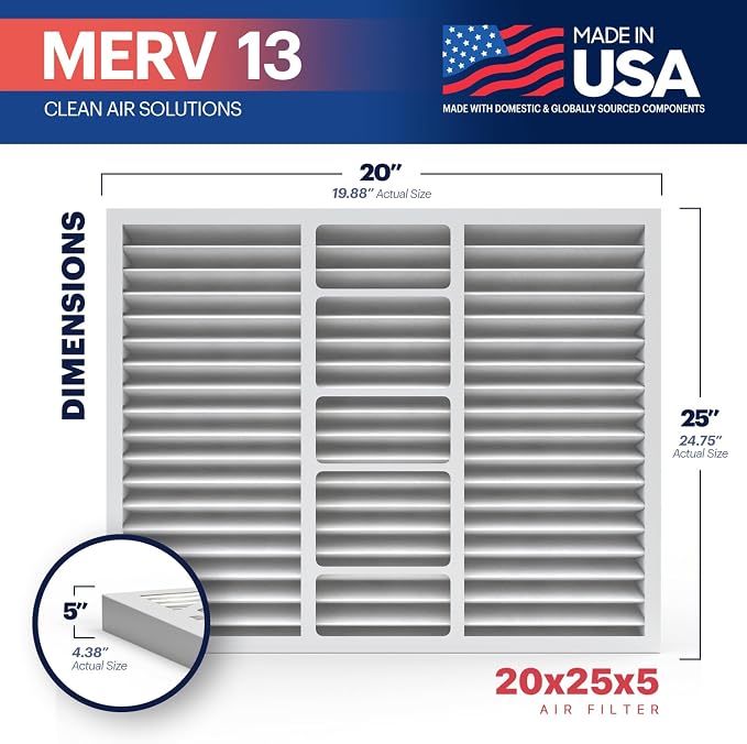 TruFilter 20x25x5 (19.88’’ x 24.88’’ x 4.38‘’ Compatible 4”) MERV 13 Air Filter (2-Pack) - MADE IN USA, alternate