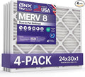 TruFilter 24x30x1 Air Filter MERV 8 (4-Pack) - MADE IN USA – Dust & Pet Defense Electrostatic Pleated Air Conditioner HVAC AC