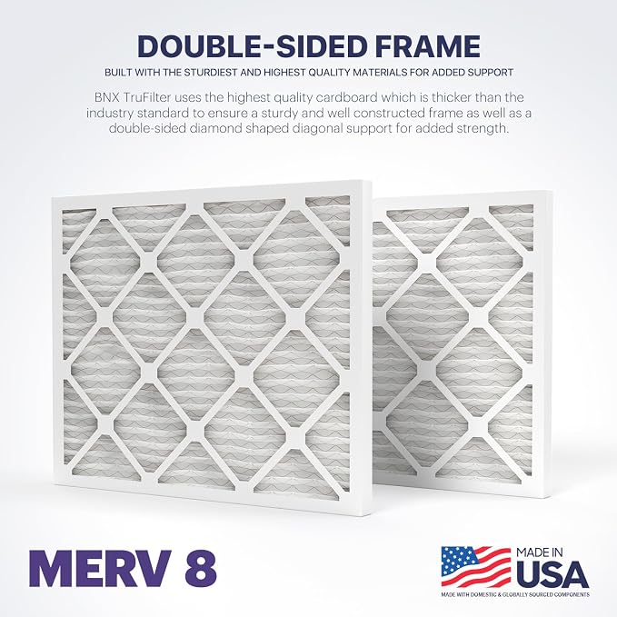 TruFilter 24x30x1 Air Filter MERV 8 (4-Pack) - MADE IN USA – Dust & Pet Defense Electrostatic Pleated Air Conditioner HVAC AC