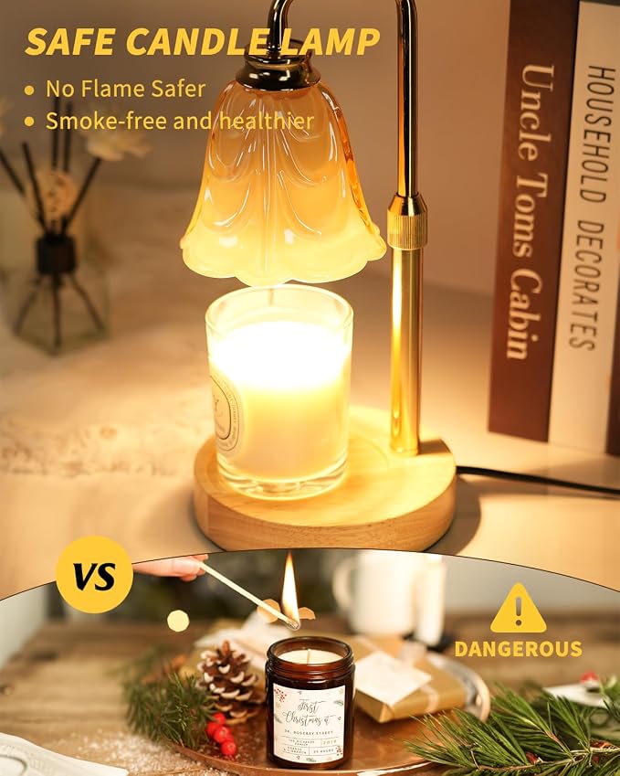 Tulip Candle Warmer Lamp, Adjustable Height, Dimmable Candle Warmer with Timer, Mom Womens Gifts for Birthday, Unique Home