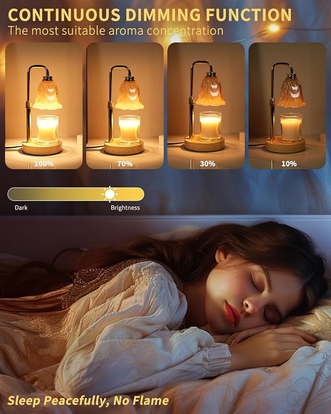 Tulip Candle Warmer Lamp, Adjustable Height, Dimmable Candle Warmer with Timer, Mom Womens Gifts for Birthday, Unique Home