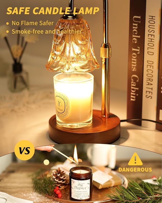 Tulip Candle Warmer Lamp, Adjustable Height, Dimmable Candle Warmer with Timer, Mom Womens Gifts for Birthday, Unique Home