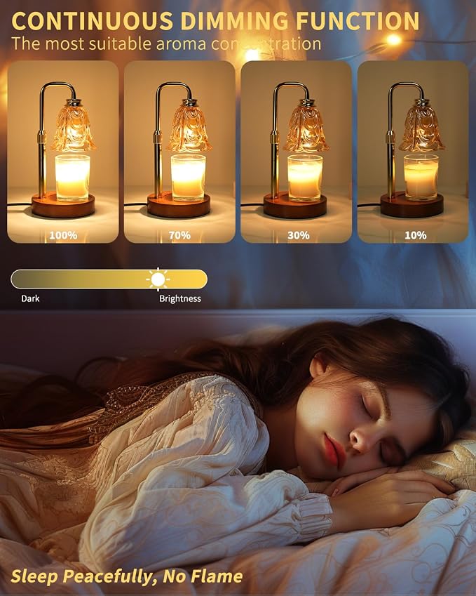 Tulip Candle Warmer Lamp, Adjustable Height, Dimmable Candle Warmer with Timer, Mom Womens Gifts for Birthday, Unique Home