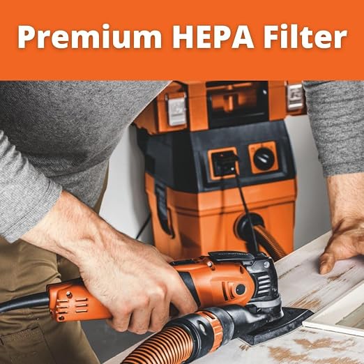 Turbo II X AC PRO Set HEPA Wet/Dry Dust Extractor with Automatic Filter Cleaning - 9.2-Gallon Capacity, 153 CFM Suction