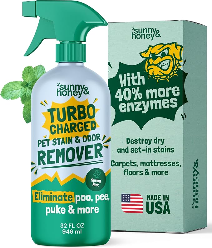 Turbo Pet Stain and Odor Remover - 40% More Enzymes - Enzyme Cleaner for Dog Urine and Poop on Carpets and, product image