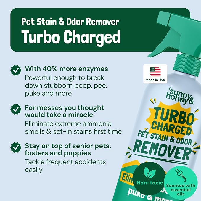 Turbo Pet Stain and Odor Remover - 40% More Enzymes - Enzyme Cleaner for Dog Urine and Poop on Carpets and, alternate product