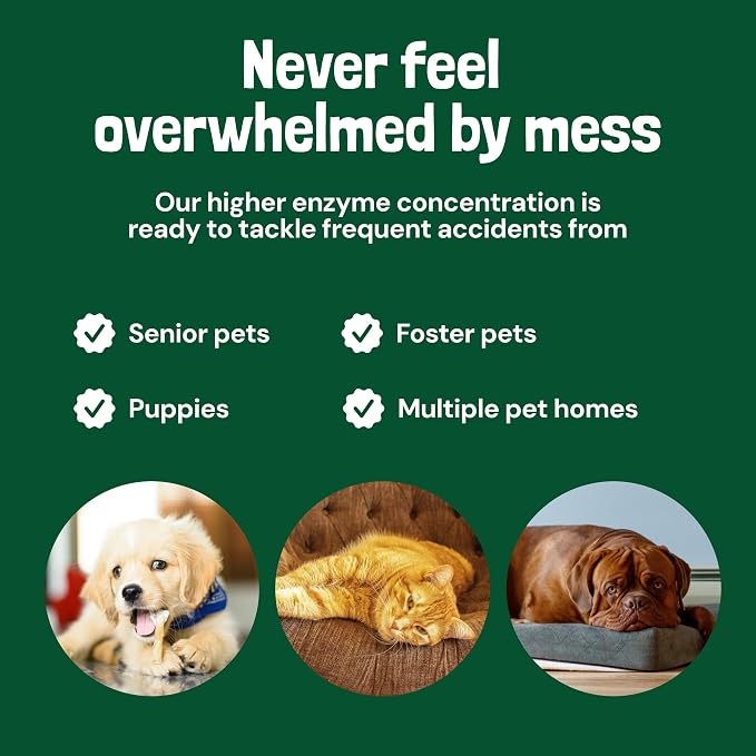 Turbo Pet Stain and Odor Remover - 40% More Enzymes - Enzyme Cleaner for Dog Urine and Poop on Carpets and, alternate product